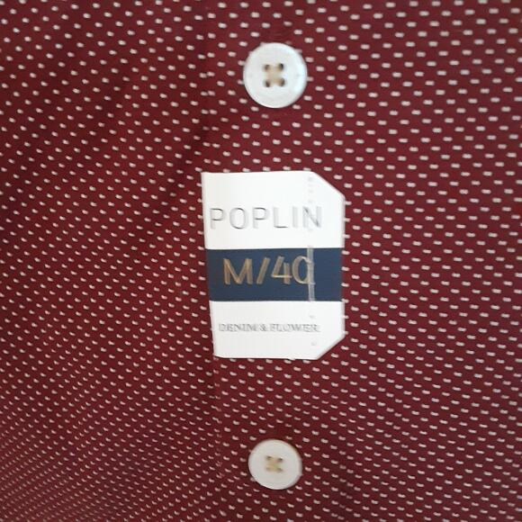 NWT Denim & Flower RS Sz M Printed Poplin Lightweight Printed Edition Maroon - Picture 5 of 10